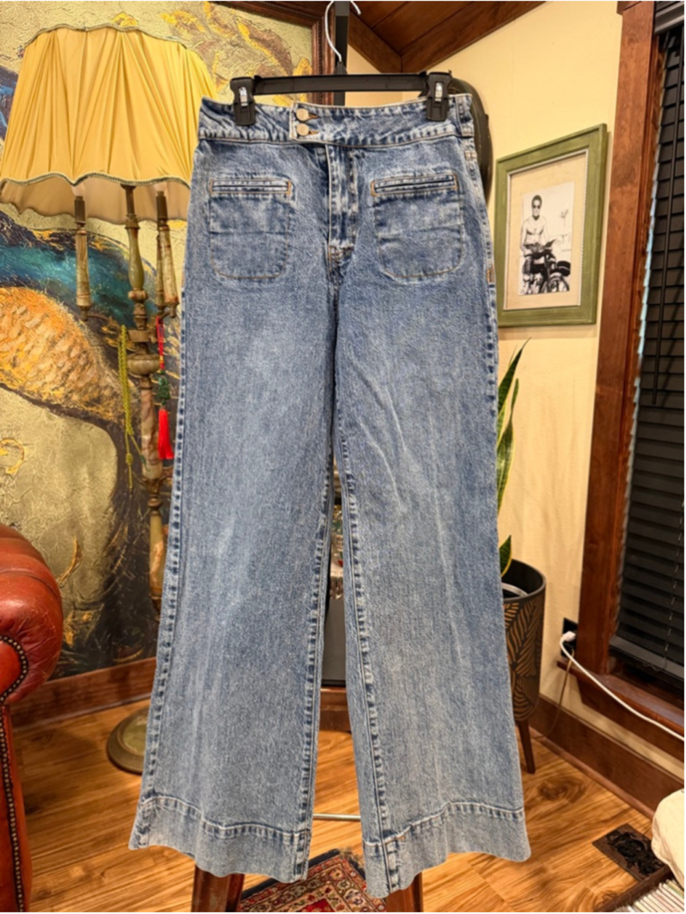 Habitual Wide Leg Denim Jeans High Rise Trouser Cargo Pockets Medium Wash 6/28 - Picture 3 of 13